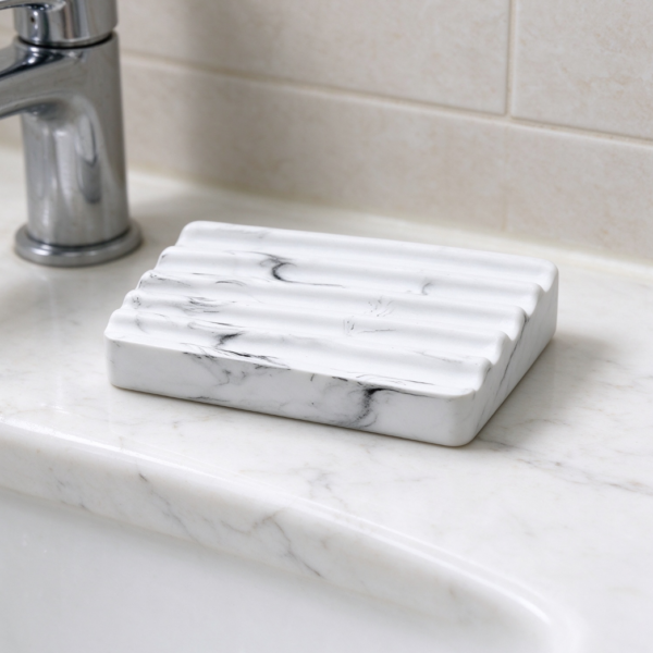 Marble White Soap Dish for Bathroom Sink