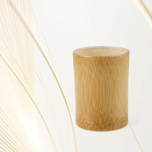 Bamboo Bathroom Cup and Brush Stand