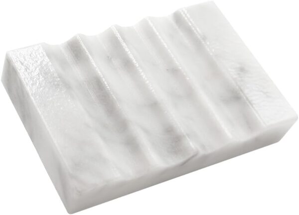 Real Marble Self-Draining Soap Dish White