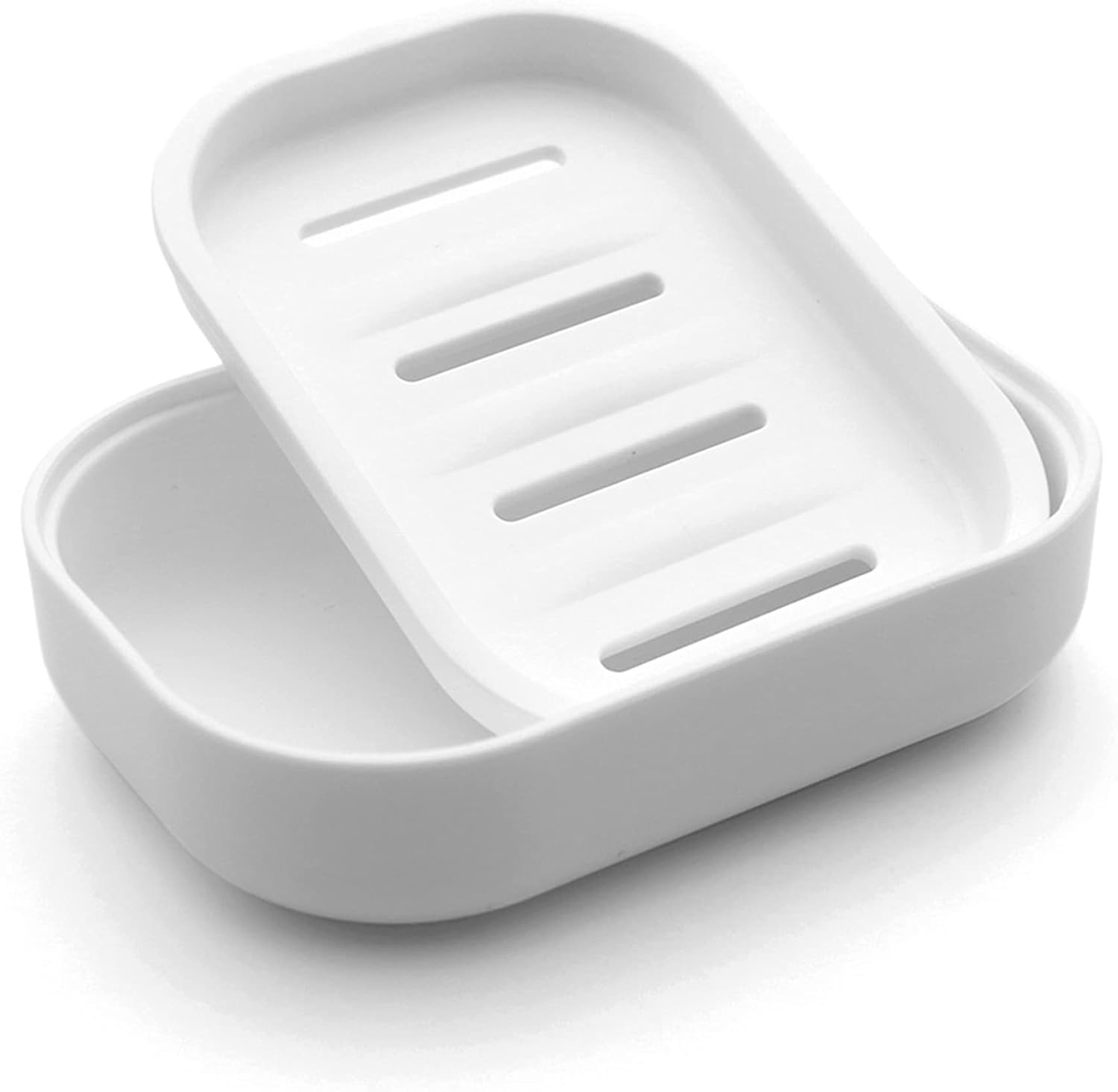 White Plastic Draining Soap Dish
