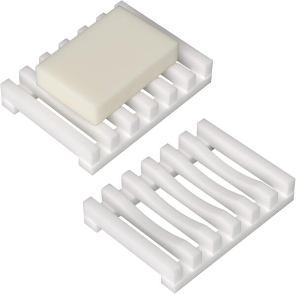 2-Piece Non-Slip Silicone Soap Dish Set White