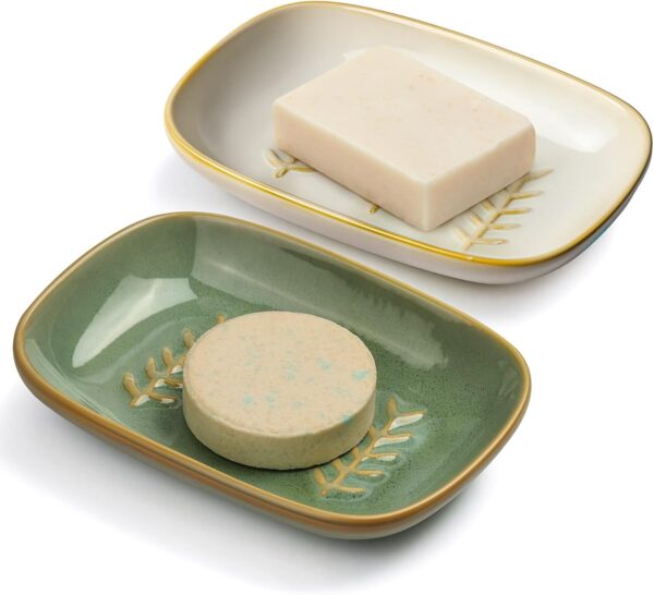 2-Pack Ceramic Decorative Soap Dish