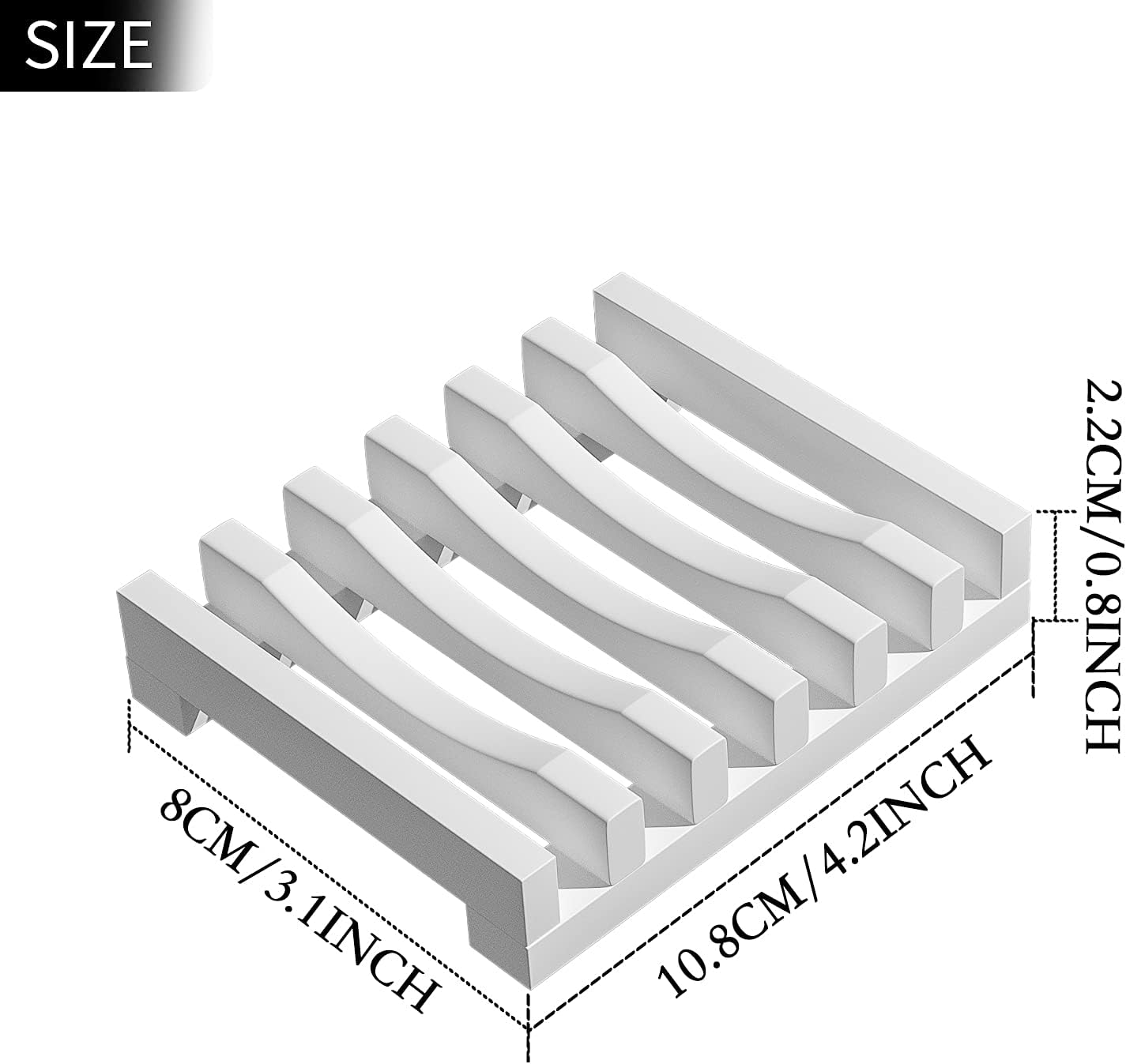 2-Piece Non-Slip Silicone Soap Dish Set White - Image 2