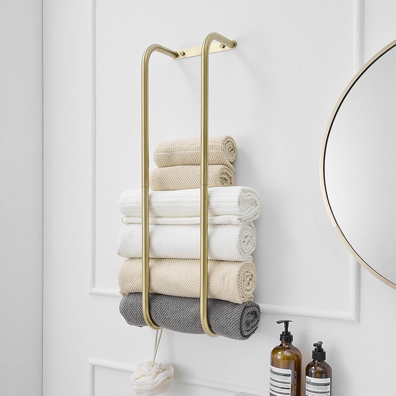 Brushed Gold Wall-Mounted Towel Rack