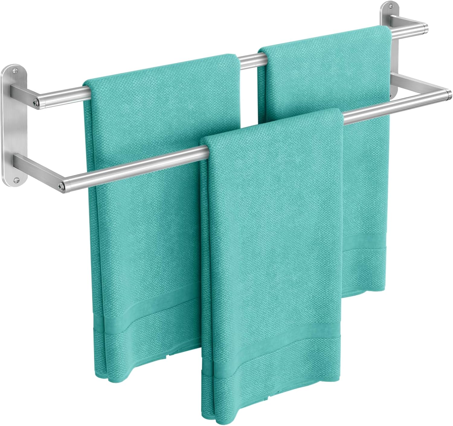 Brushed Nickel Double Towel Bar Wall Rack