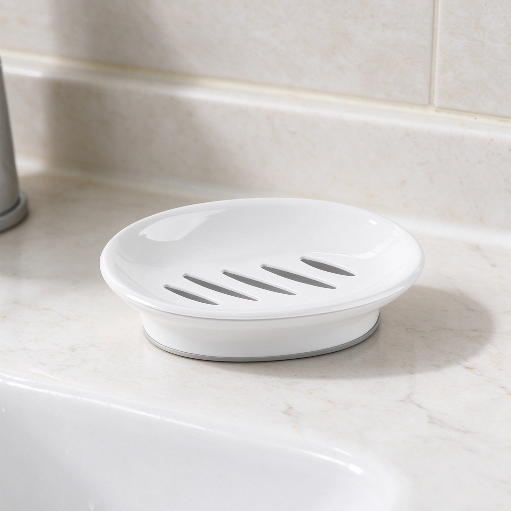 2-Pack Plastic Draining Soap Dish White - Image 2