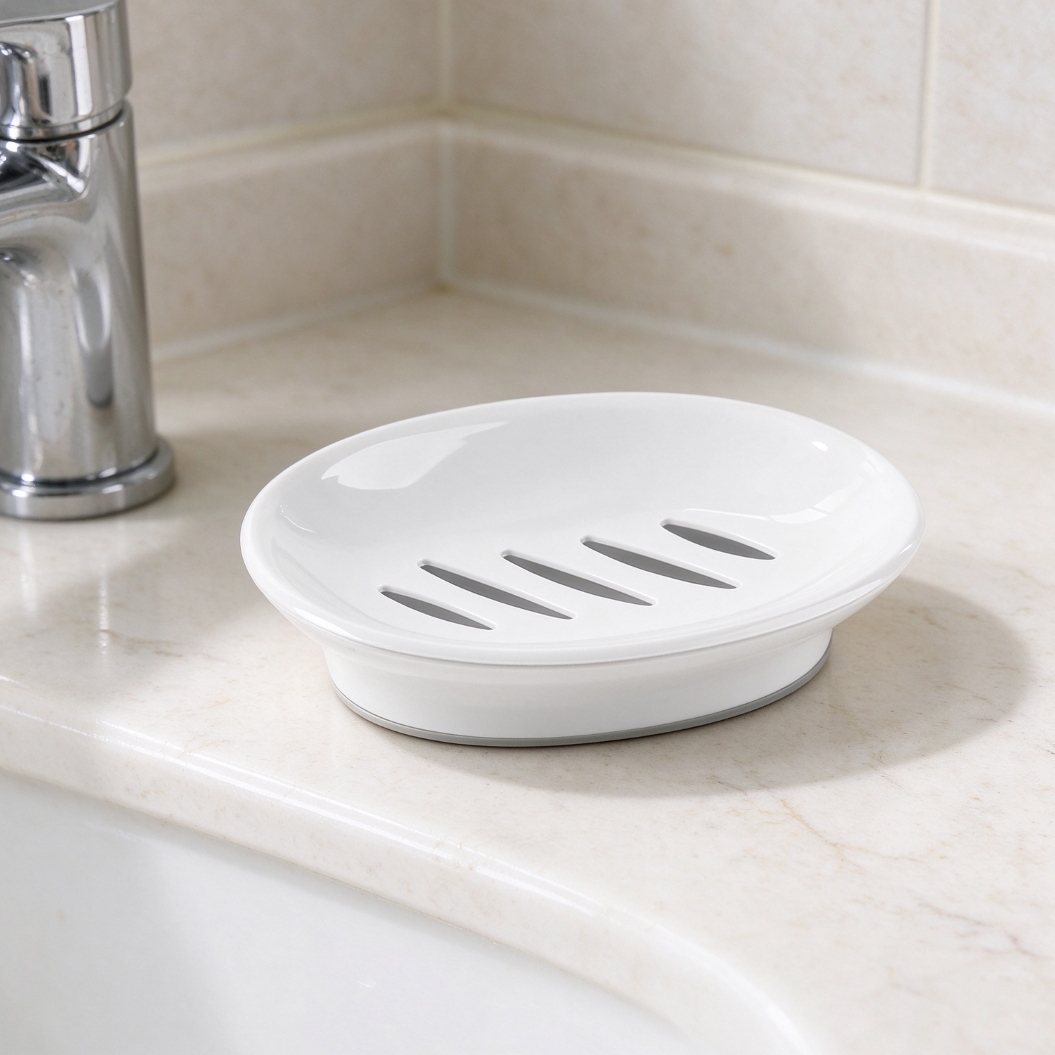 2-Pack Plastic Draining Soap Dish White