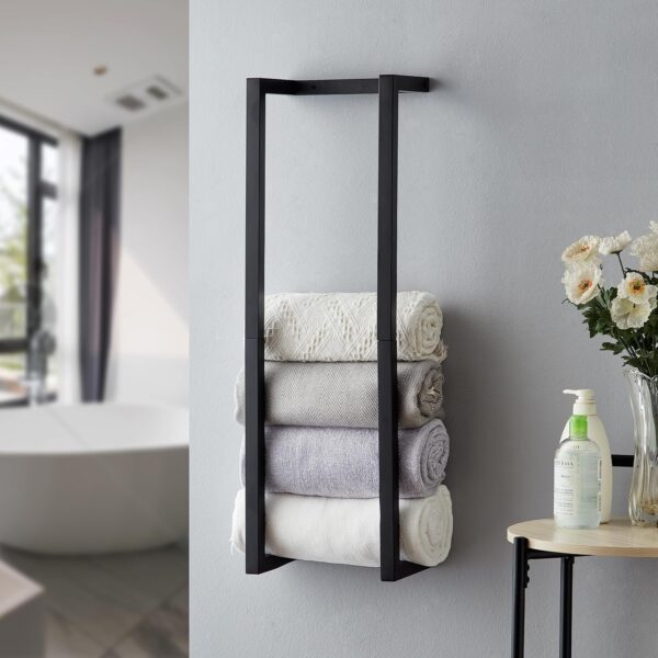 Black Wall-Mounted Towel Rack for Rolled Towels